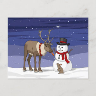 Carte postale Joyeux Snowman & Cute Reindeer de No