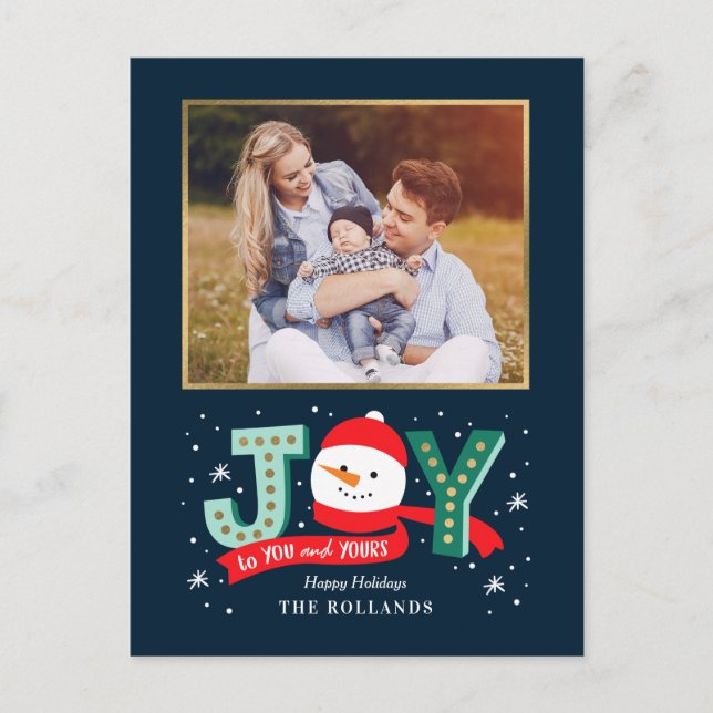 Carte postale Joyeux Snowman Holiday Carte photo (Devant)