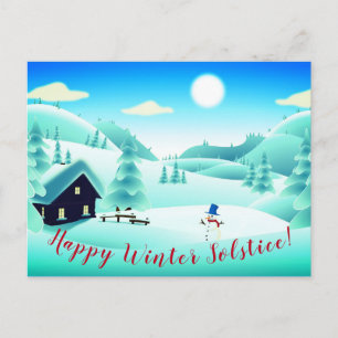 Carte Postale Joyeux Solstice d'hiver ! Snowman Scenery Personna
