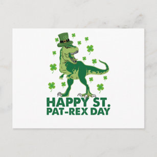 Carte Postale Joyeux St Pat T-Rex Saint Patrick's Day Dinosaur