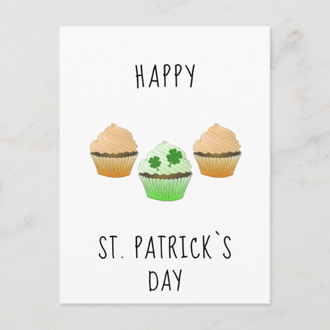 Carte Postale Joyeux St. Patrick muffins et trèfle (Devant)