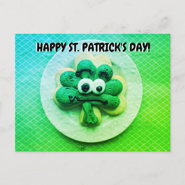 Carte Postale Joyeux St. Patrick's Day 4 Leaf Clover Cookie (Devant)