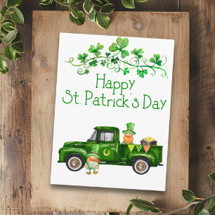 Carte Postale Joyeux St. Patrick's Day Green Truck Gnomes
