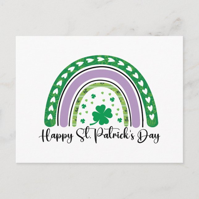 Carte Postale Joyeux St Patrick's Day Retro Shamrock Rainbow (Devant)