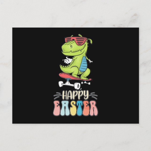 Carte Postale Joyeux T Rex Dinosaur Lapin de Pâques oeufs de lap (Devant)