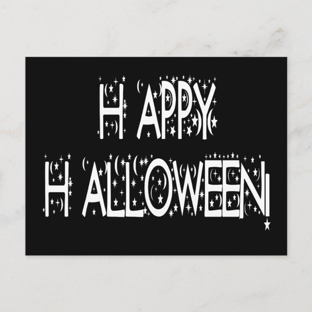 Carte Postale Joyeux texte d'Halloween (Devant)