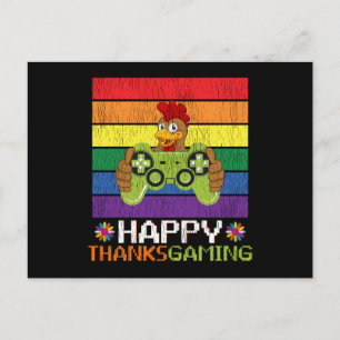 Carte Postale Joyeux Thanksgiving Turkey Vidéo de jeu Jeurvidéo