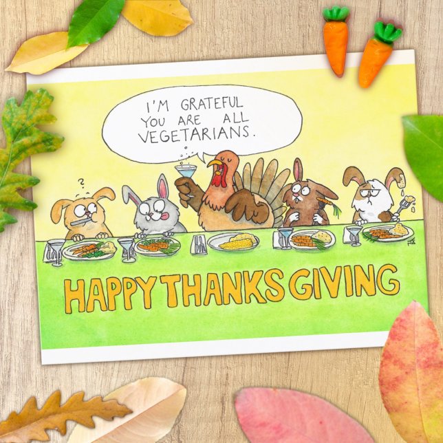 Carte Postale Joyeux Thanksgiving végétarien (Créateur téléchargé)