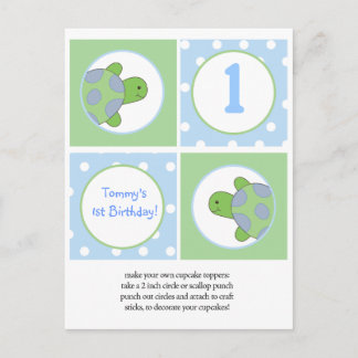Carte Postale Joyeux toppers de Cupcake Tortues Vertes