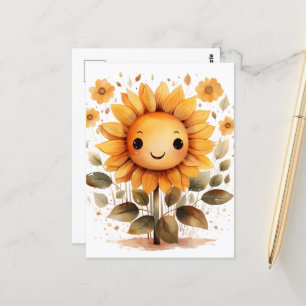 Carte Postale Joyeux tournesol jaune