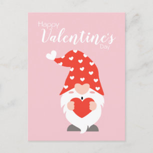 Carte Postale Joyeux Valentin Gnomes Rouge Rose