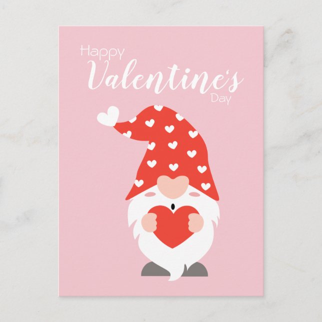 Carte Postale Joyeux Valentin Gnomes Rouge Rose (Devant)