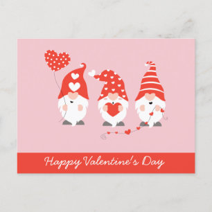 Carte Postale Joyeux Valentin Gnomes Rouge Rose