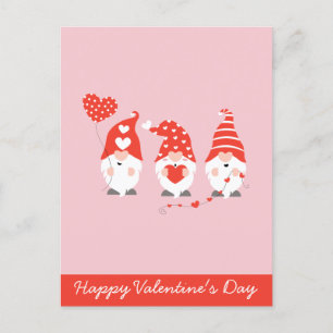 Carte Postale Joyeux Valentin Gnomes Rouge Rose