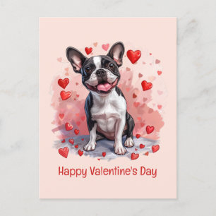 Carte Postale Joyeux Valentines Day Boston Terrier Dog