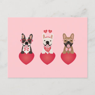 Carte Postale Joyeux Valentines Day Bulldogs français