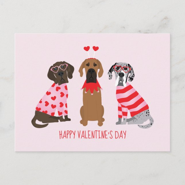 Carte Postale Joyeux Valentines Day Chiens de Danse (Devant)