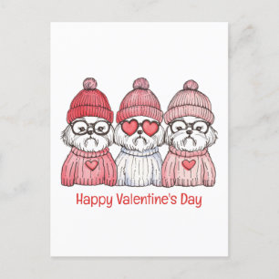 Carte Postale Joyeux Valentines Day Chih Tzu Chiens