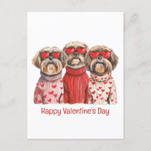 Carte Postale Joyeux Valentines Day Chih Tzu Chiens