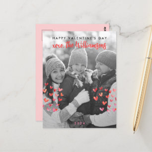 Carte Postale Joyeux Valentines Day Cute Red Hearts Family Photo