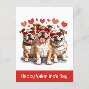Carte Postale Joyeux Valentines Day English Bulldog