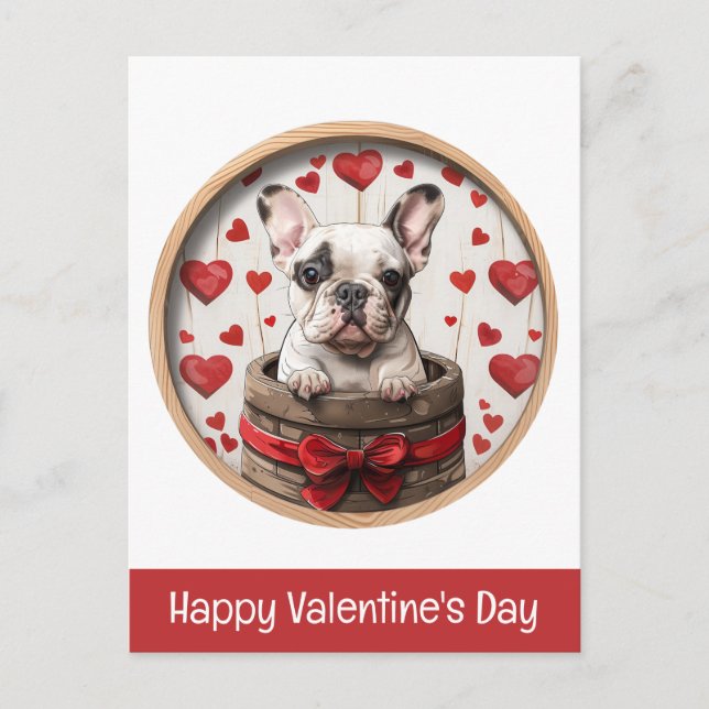 Carte Postale Joyeux Valentines Day French Bulldog (Devant)