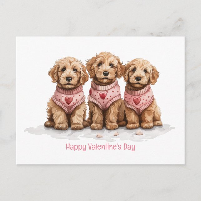 Carte Postale Joyeux Valentines Day Goldendoodle Dogs (Devant)