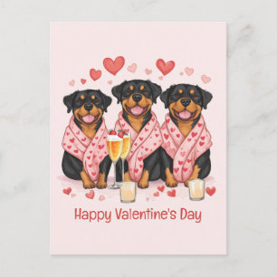 Carte Postale Joyeux Valentines Day Rottweiler Dogs