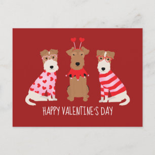 Carte Postale Joyeux Valentines Day Welsh Wire Fox Terrier Chien