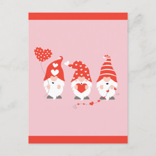 Carte Postale Joyeux Valentines Jour Gnomes Rouge