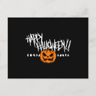 Carte Postale Joyeux visage de Citrouille d'Halloween
