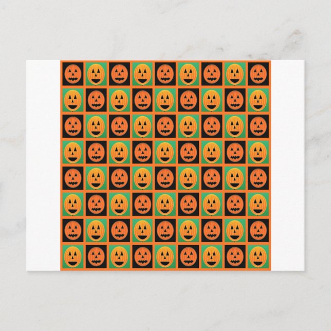 Carte Postale Joyeux visage de citrouille Halloween (Devant)