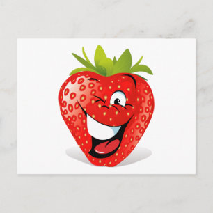 Carte Postale Joyeux visage de fraise à ailes