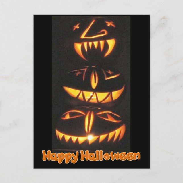Carte Postale Joyeux visages Jack o'Lantern (Devant)