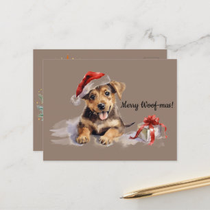 Carte Postale Joyeux Woof-mas Chien présente Noël de Noël de Cha