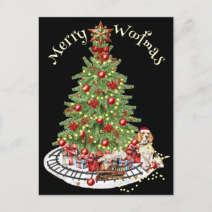 Carte Postale Joyeux Woofmas Design de Chien- Beagle