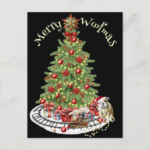 Carte Postale Joyeux Woofmas Design de Chien - Bouledogue Anglai