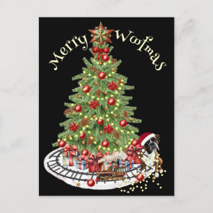 Carte Postale Joyeux Woofmas Design de Chien - Boxer