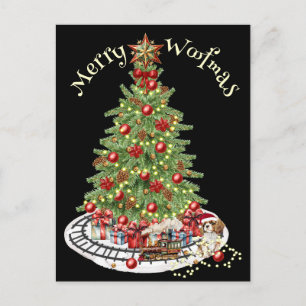 Carte Postale Joyeux Woofmas modèle de chien - Cavalier King Cha