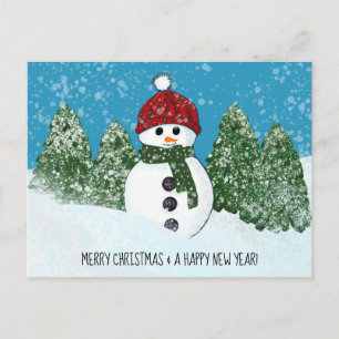 Carte Postale Joyful Snowman Joyeux Noël et Bonne année