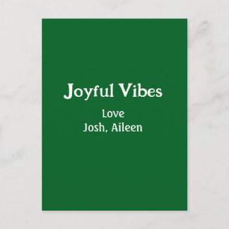 Carte Postale Joyful Vibes green Christmas holidays love family