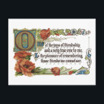 Carte Postale Joys d'amitié<br><div class="desc">Reproduction de la carte postale vintage. Parfait pour Noël,  anniversaire,  penser à vous,  à n'importe quelle occasion. Texte : "L'un des Joys de l'Amitié,  et un très vrai pour moi,  est le plaisir de se souvenir de ces amis que nous ne pouvons pas voir"</div>