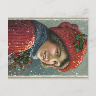 Carte Postale Joys d'hiver 1917 Lithographie de femme