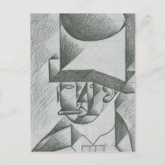 Carte Postale Juan Gris - Chef d'un homme au cigare (Devant)