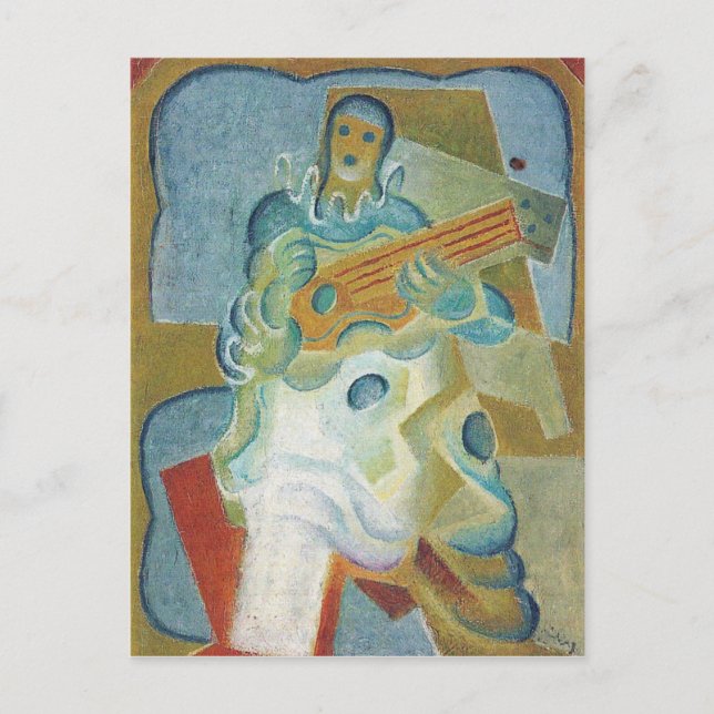 Carte Postale Juan Gris - Pierrot jouant de la guitare (Devant)