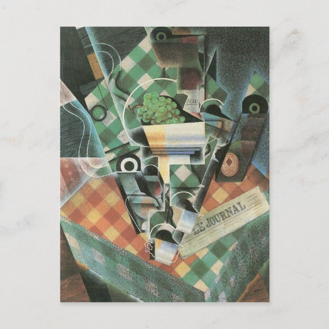 Carte Postale Juan Gris - Vie morte avec nappe à carreaux (Devant)