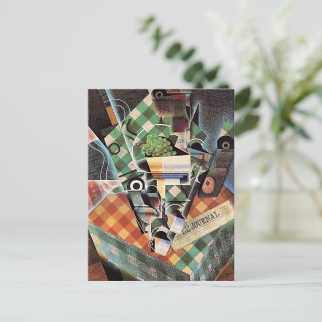 Carte Postale Juan Gris - Vie morte avec nappes à carreaux (Debout devant)