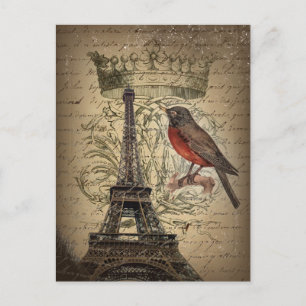 Carte Postale jubilee crown french bird paris eiffwer tower