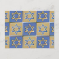 Judaica Star de David Metal Gold Blue