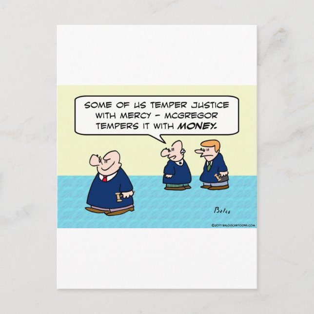 Carte Postale Juge tempérer la justice avec l'argent de la misér (Devant)